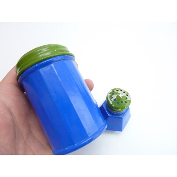 Vintage Painted Blue Green Glass Salt & Pepper Shaker Gemco - Picture 4 of 4